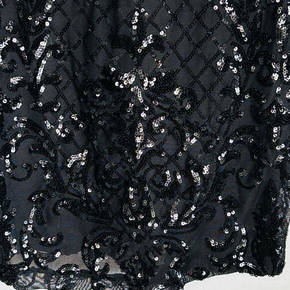 Fairy Goth Witchy Bodycon Sequin Mini Dress Womens XS L/S‎ NYE Party Glam HOCO - Picture 6 of 12